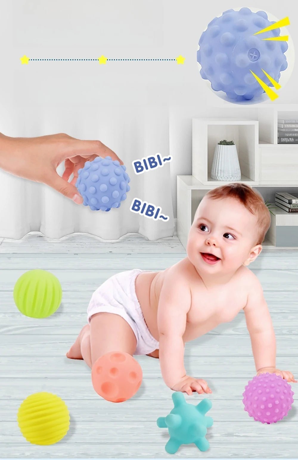 balle sensorielle bébé - lot de 6 unités - Mamanplusbebe