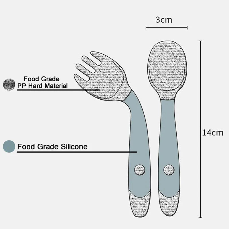 couvert pour bébé - cuillère + fourchette - pliable 360° - Mamanplusbebe