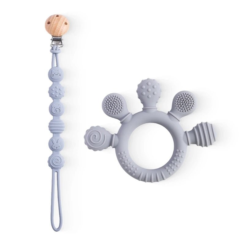 attache tétine + anneau de dentition - 2 en 1 - Mamanplusbebe
