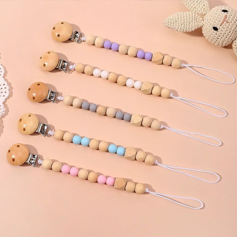 Attache tétine - bois et silicone - Mamanplusbebe
