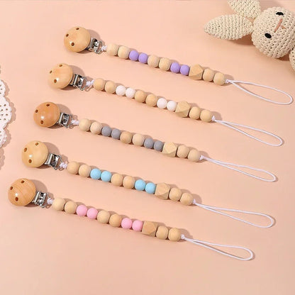 Attache tétine - bois et silicone - Mamanplusbebe