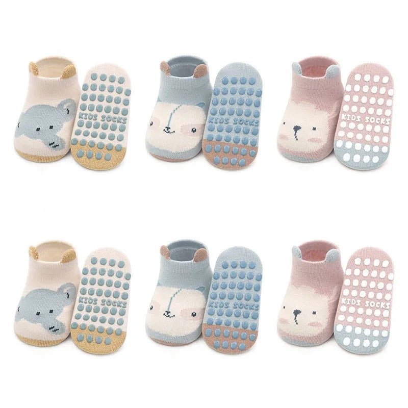 chaussette antidérapante bébé - lot de 6 paires - motifs animaux - Mamanplusbebe