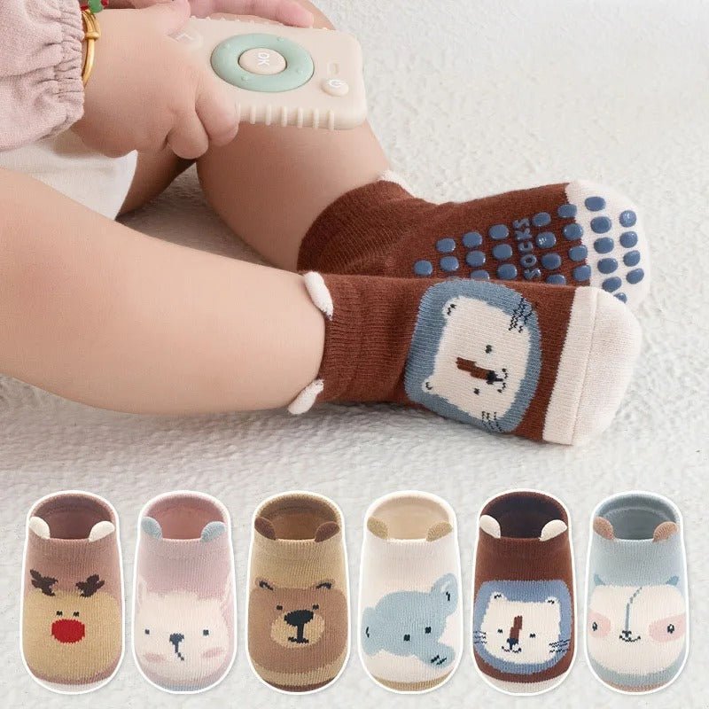 chaussette antidérapante bébé - lot de 6 paires - motifs animaux - Mamanplusbebe