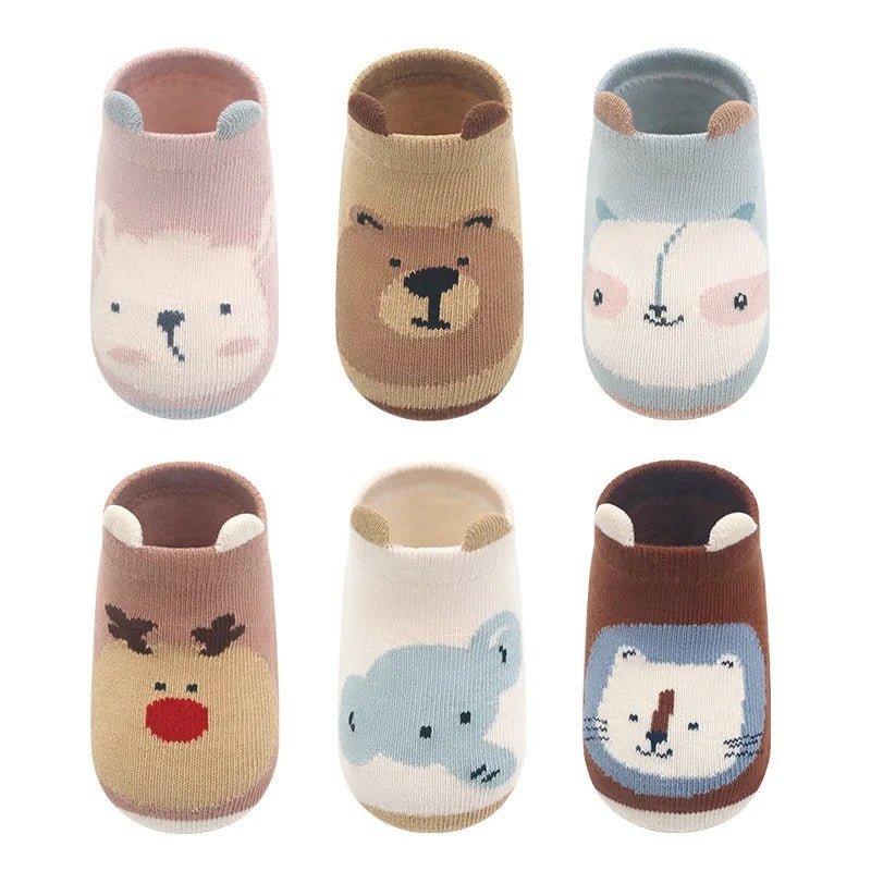 chaussette antidérapante bébé - lot de 6 paires - motifs animaux - Mamanplusbebe