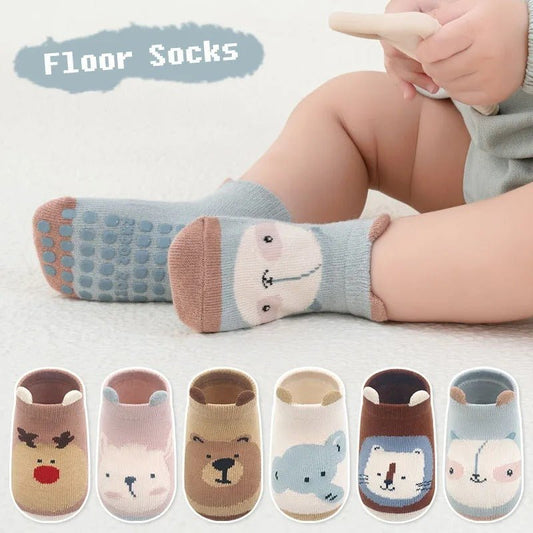 chaussette antidérapante bébé - lot de 6 paires - motifs animaux - Mamanplusbebe