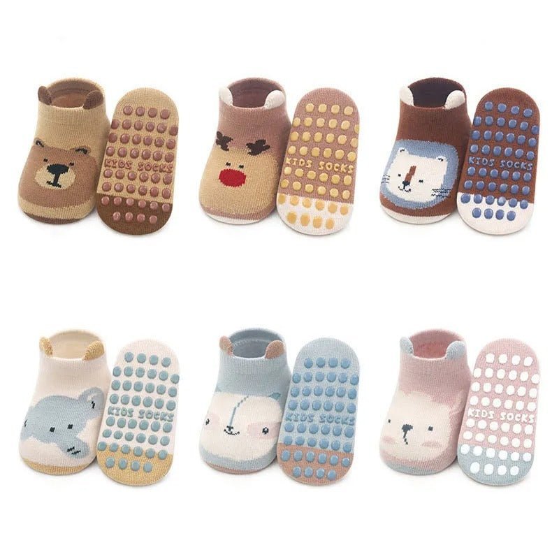 chaussette antidérapante bébé - lot de 6 paires - motifs animaux - Mamanplusbebe