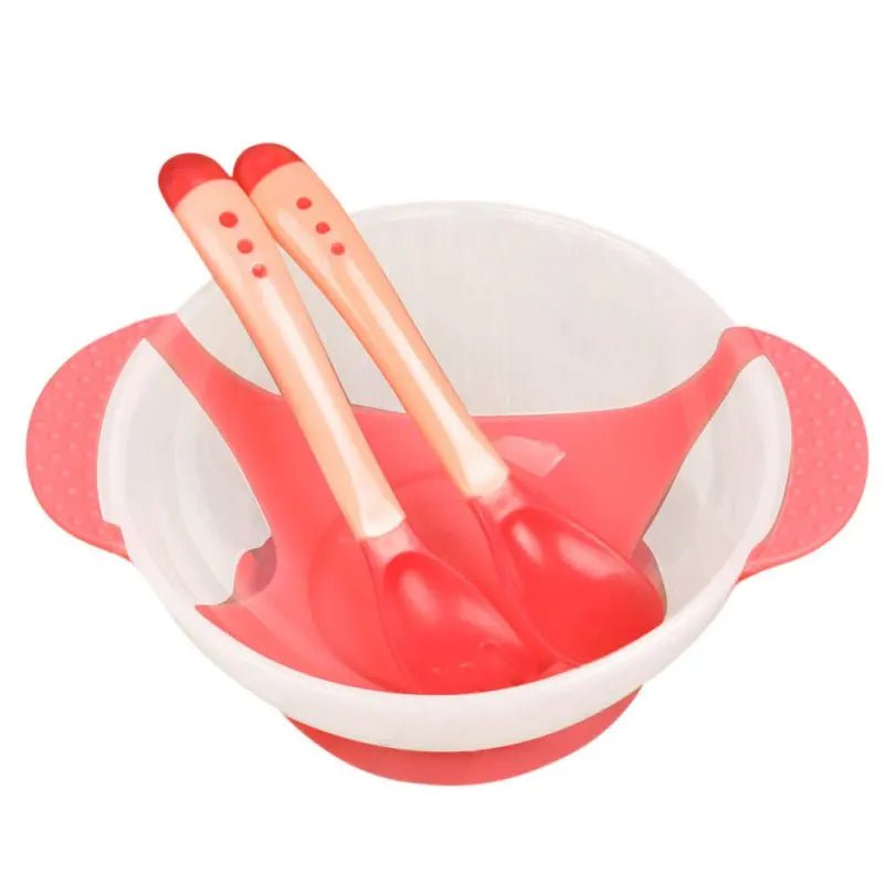cuillère pour bébé, fourchette et bol soucoupe assortis - Mamanplusbebe