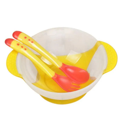 cuillère pour bébé, fourchette et bol soucoupe assortis - Mamanplusbebe