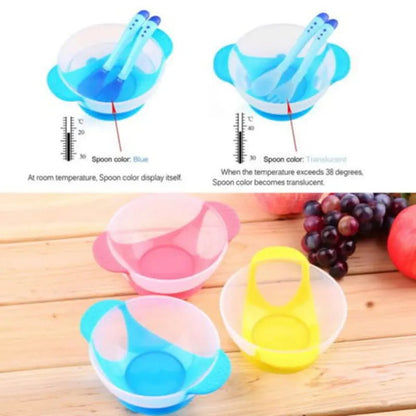 cuillère pour bébé, fourchette et bol soucoupe assortis - Mamanplusbebe