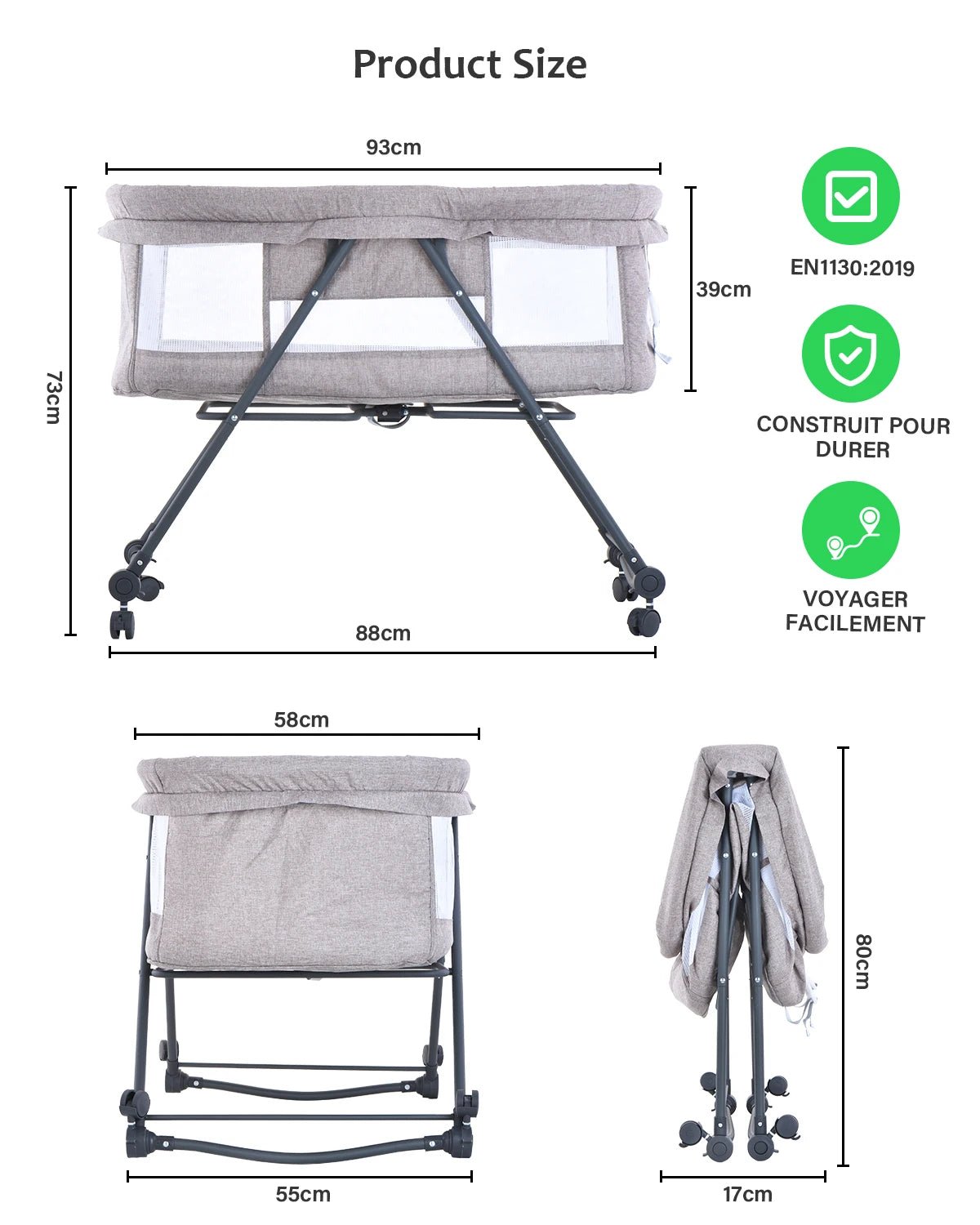 lit de voyage bébé - pliable - avec bascule - Mamanplusbebe